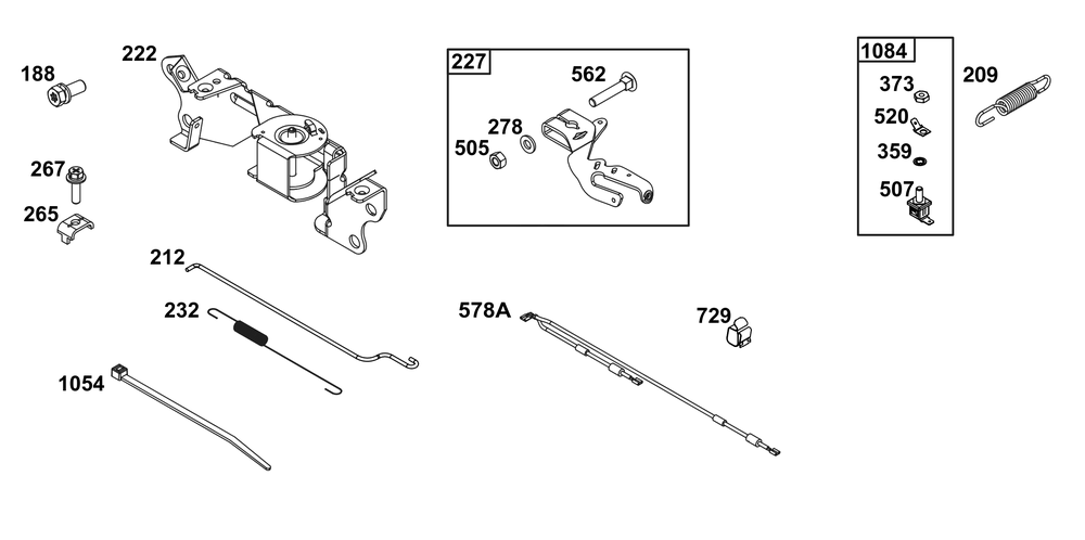 Controls Group Diagram and Parts List for 305440-0587-G1 200000 - 399999 Briggs and Stratton Engine